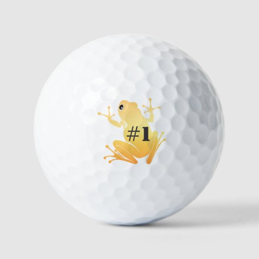 Lucky Gold Frog Illustration "#1" Custom Golfballen (Voorkant)