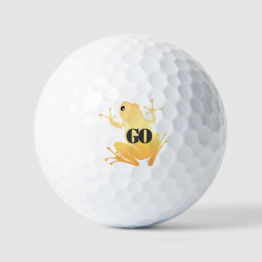 Lucky Gold Frog Illustration "GO" Custom Golfballen (Voorkant)