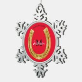 Lucky gold hoefijzer tin sneeuwvlok ornament (Rechts)