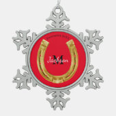 Lucky gold hoefijzer tin sneeuwvlok ornament (Voorkant)