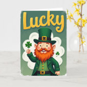 Lucky Gold Leprechaun Kaart (Gele Bloem)