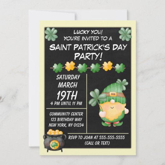 Lucky Gold Saint Patrick's Day Uitnodiging (Voorkant)