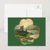  Lucky Gold Shamrock met een Iers Castle Briefkaart (Voorkant / Achterkant)