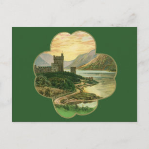  Lucky Gold Shamrock met een Iers Castle Briefkaart
