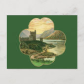 Lucky Gold Shamrock met een Iers Castle Briefkaart (Voorkant)