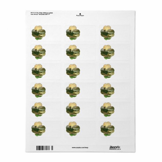  Lucky Gold Shamrock met een Iers Castle Etiket (Full Sheet)