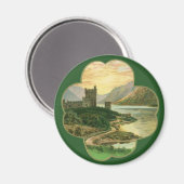 Lucky Gold Shamrock met een Iers Castle Magneet (Voorkant / Achterkant)
