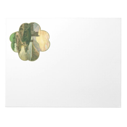  Lucky Gold Shamrock met een Iers Castle Notitieblok (Voorkant)