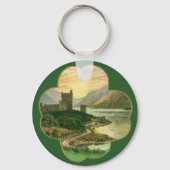 Lucky Gold Shamrock met een Iers Castle Sleutelhanger (Achterkant)