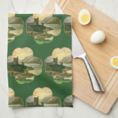 Lucky Gold Shamrock met een Iers Castle Theedoek (Quarter Fold)