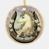 Lucky Gold Unicorn Keramisch Ornament (Voorkant)