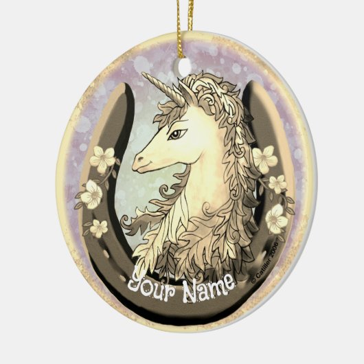 Lucky Gold Unicorn Keramisch Ornament (Links)