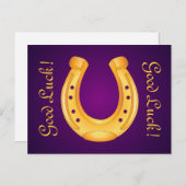 Lucky Golden Hoefijzer Good Luck Deep Paars Briefkaart (Voorkant / Achterkant)