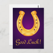 Lucky Golden Hoefijzer Good Luck Deep Paars Briefkaart (Voorkant / Achterkant)