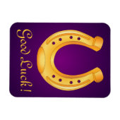 Lucky Golden Hoefijzer Good Luck Deep Paars Magneet (Horizontaal)