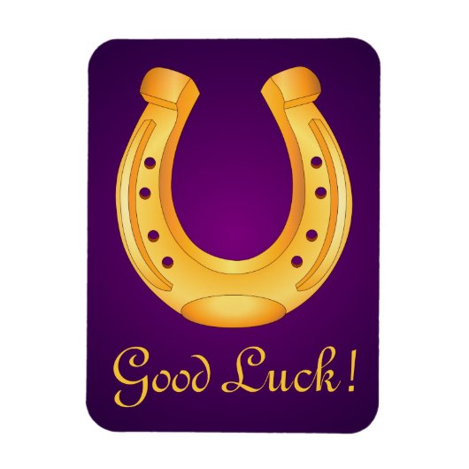 Lucky Golden Hoefijzer Good Luck Deep Paars Magneet (Verticaal)