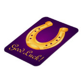 Lucky Golden Hoefijzer Good Luck Deep Paars Magneet (Linkerzijde)