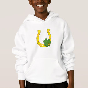 Lucky Golden Hoefijzer met Shamrock op Black