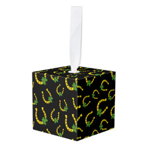 Lucky Golden Hoefijzer met Shamrock op Black Decoratie