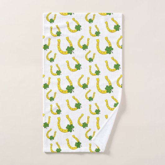 Lucky Golden Hoefijzer met Shamrock op White Bad Handdoek (Handdoek)