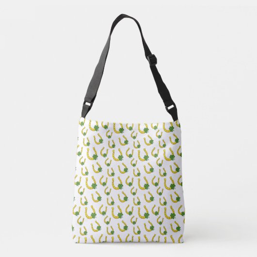 Lucky Golden Hoefijzer met Shamrock op White Crossbody Tas (Achterkant)