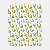 Lucky Golden Hoefijzer met Shamrock op White Fleece Deken (Voorkant)