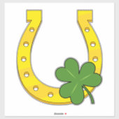 Lucky Golden Hoefijzer met Shamrock op White Sticker (Vel)