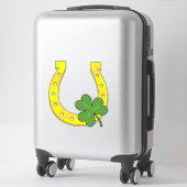 Lucky Golden Hoefijzer met Shamrock op White Sticker (Koffer)