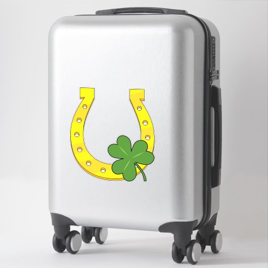 Lucky Golden Hoefijzer met Shamrock op White Sticker (Koffer)