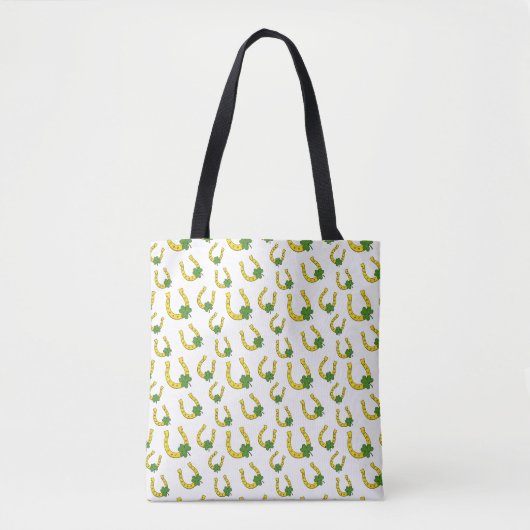 Lucky Golden Hoefijzer met Shamrock op White Tote Bag (Voorkant)