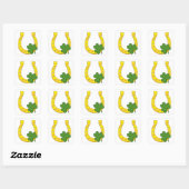 Lucky Golden Hoefijzer met Shamrock op White Vierkante Sticker (Vel)