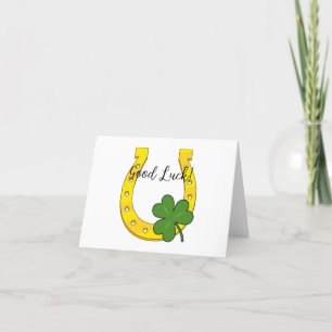 Lucky Golden Hoefijzer met Shamrock Tekst toevoe Bedankkaart