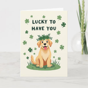Lucky Golden Puppy Smile Kaart