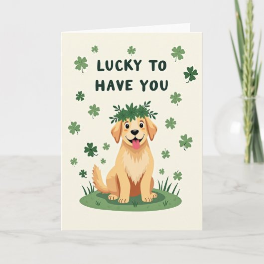 Lucky Golden Puppy Smile Kaart (Voorkant)