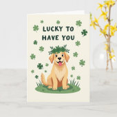 Lucky Golden Puppy Smile Kaart (Gele Bloem)