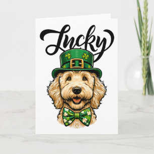 Lucky Goldendoodle hond St Patrick's Day kinderen Kaart