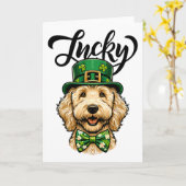 Lucky Goldendoodle hond St Patrick's Day kinderen  Kaart (Gele Bloem)