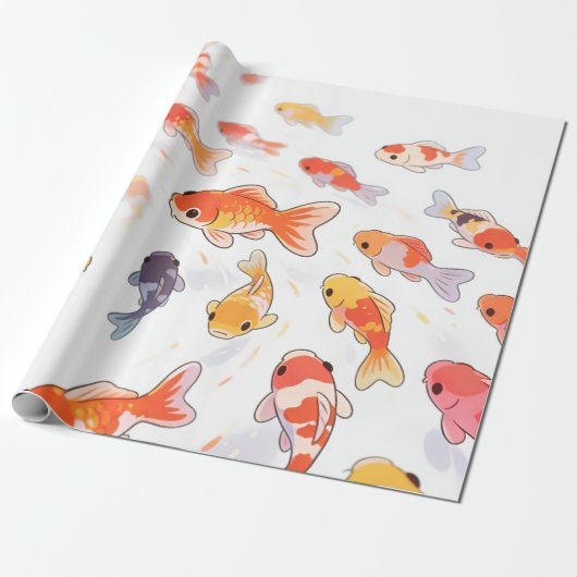 Lucky Goldfish Wrapping Paper Cadeaupapier (Uitgerold)