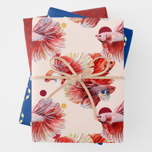 Lucky Goldfish Wrapping Paper Sheets (In situ)