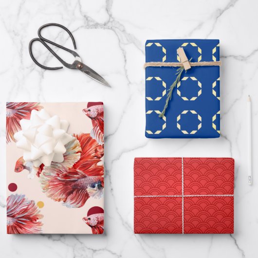 Lucky Goldfish Wrapping Paper Sheets (Voorkant)