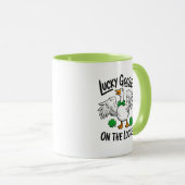 Lucky Goose On The Loose Grappige Gans Klaver Mok (Voorkant rechts)