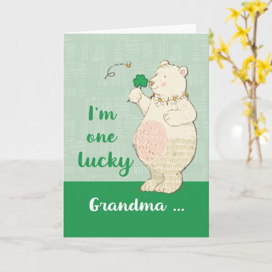 Lucky Grandma of Grandson St. Patrick's Day Kaart (Gele Bloem)