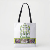 "Lucky Grandma" Shamrock Clover Bloemenfoto Tote Bag (Voorkant)