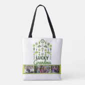 "Lucky Grandma" Shamrock Clover Bloemenfoto Tote Bag (Achterkant)
