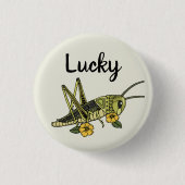 Lucky Grasshopper Pin Ronde Button 3,2 Cm (Voorkant)