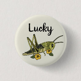 Lucky Grasshopper Pin Ronde Button 3,2 Cm