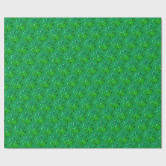 Lucky Green 4Leaf Clover Cadeaupapier (Vlak)