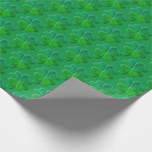 Lucky Green 4Leaf Clover Cadeaupapier (Hoek)