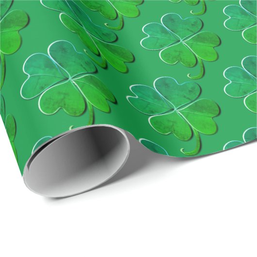 Lucky Green 4Leaf Clover Cadeaupapier (Rol Hoek)