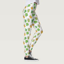 Lucky Green Beer en shamrocks St. Patrick's Day Leggings